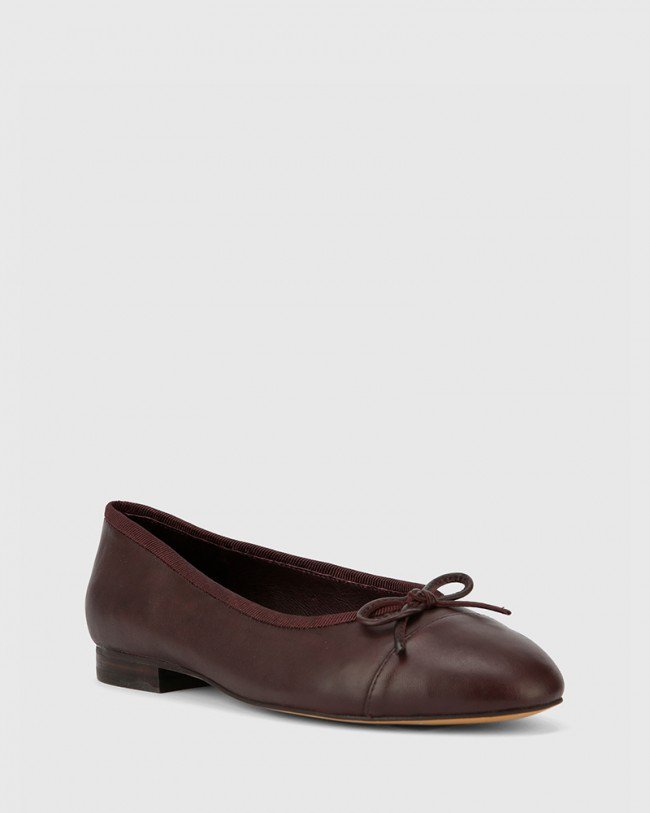 Wittner Annie Wine Leather Almond Toe Ballet Flat