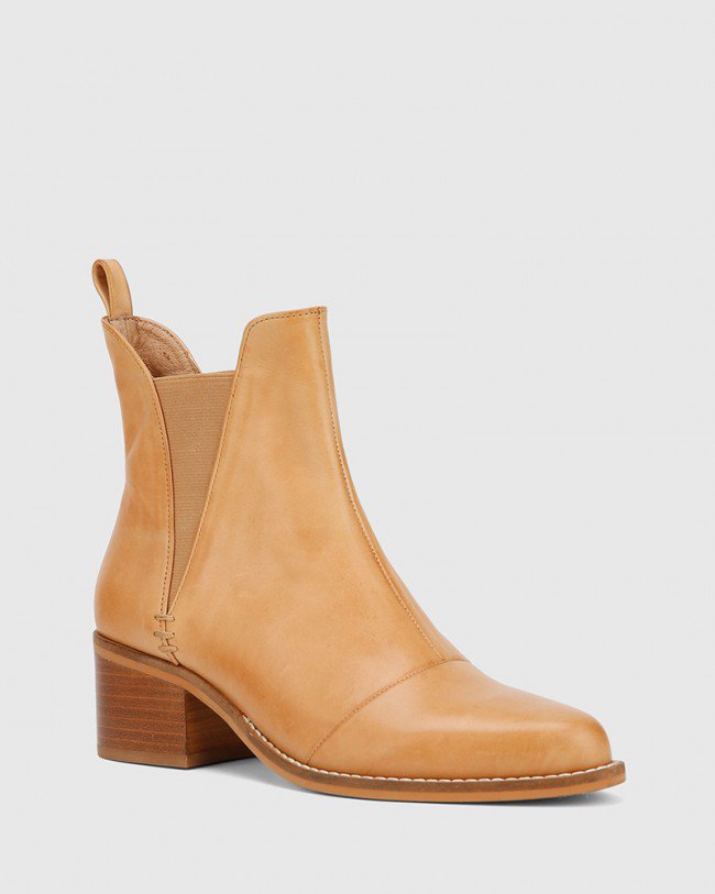Wittner Jarell Tan Leather Elasticated Gusset Ankle Boot