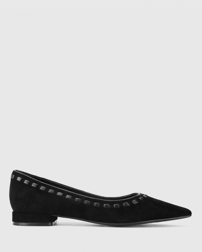Wittner Mallory Black Suede Leather Pointed Toe Loafer