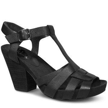 Wittner Carlino Black Leather Block Heeled Sandal