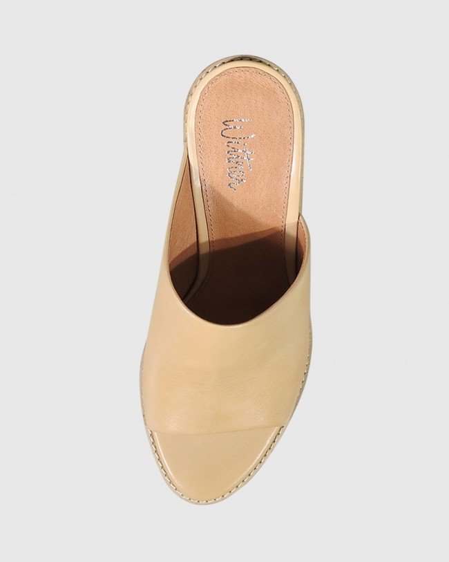 Wittner Fonta Nude Leather Open Toe Block Heel