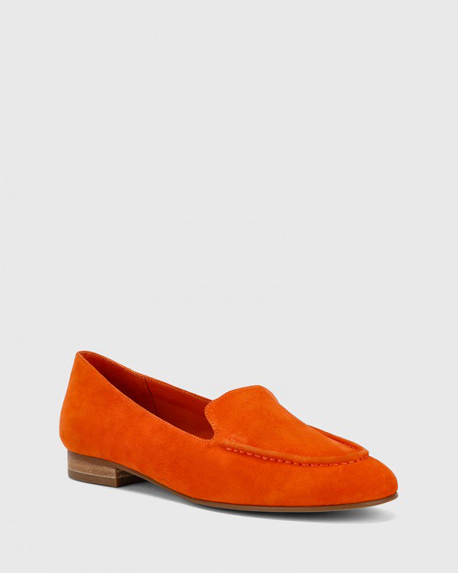 Wittner Brielle Burnt Orange Suede Leather Round Toe Flat