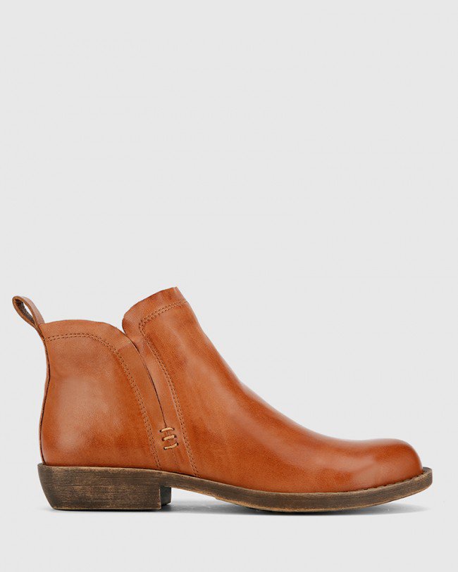 Wittner Dan Brandy Nappa Leather Round Toe Ankle Boot