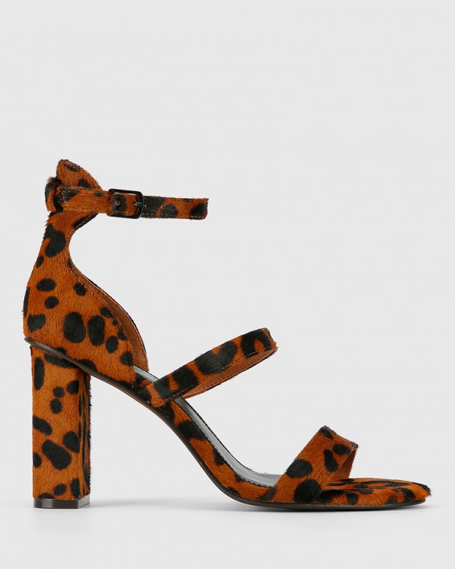 Wittner Rivera Leopard Printed Hair On Leather Block Heeled Sandal