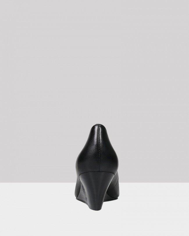 Wittner Mae Black Leather Peep Toe Wedge