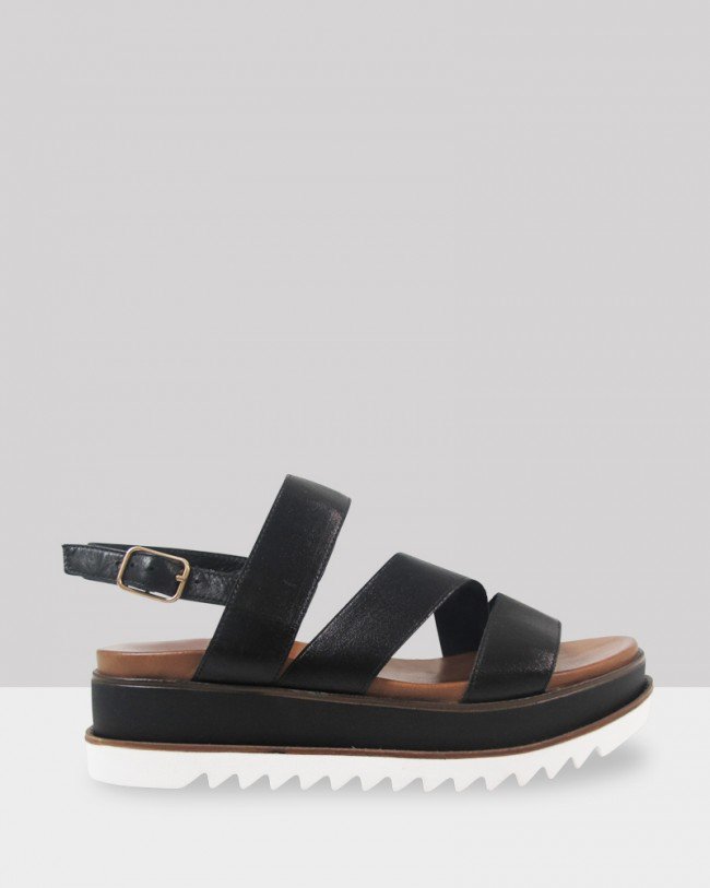 Wittner Kelli Metallic Black Elastic Chunky Platform Sandal