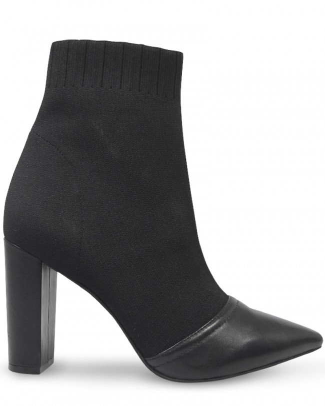 Wittner Heera Black Stretch Knit High Heel Ankle Boot