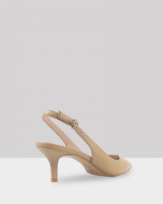 Wittner Nancie Honey Leather Pointed Toe Slingback Mid Heel