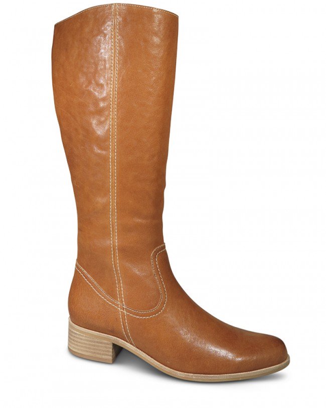 Wittner Graham Cognac Leather Block Heel Knee High Boot