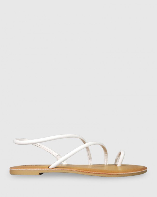 Wittner Flinton White Leather Open Toe Flat Sandal