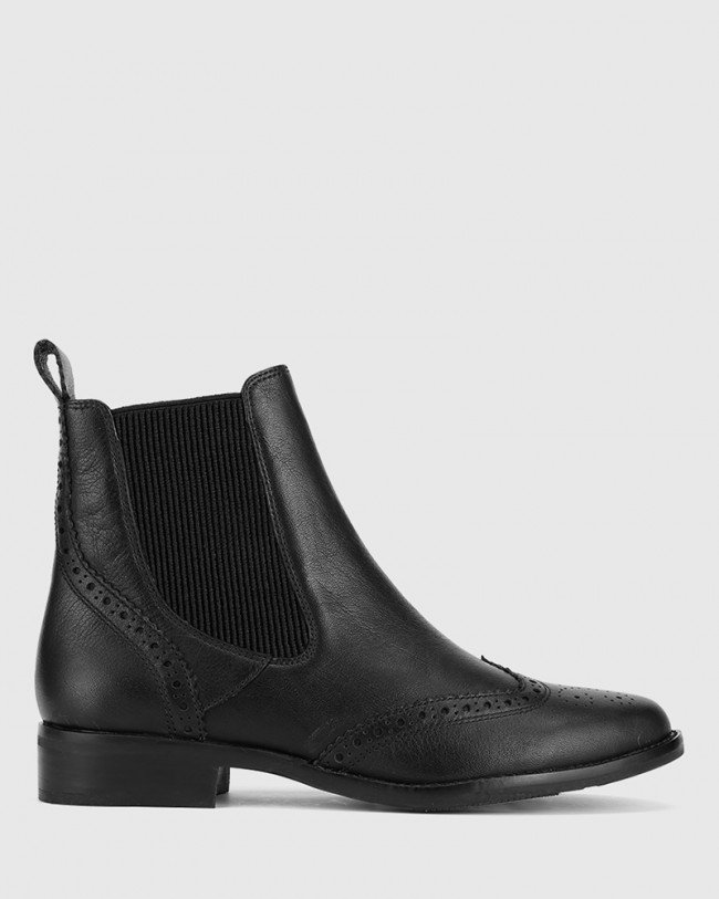 Wittner Camilo Black Scotch Leather Round Toe Ankle Boot