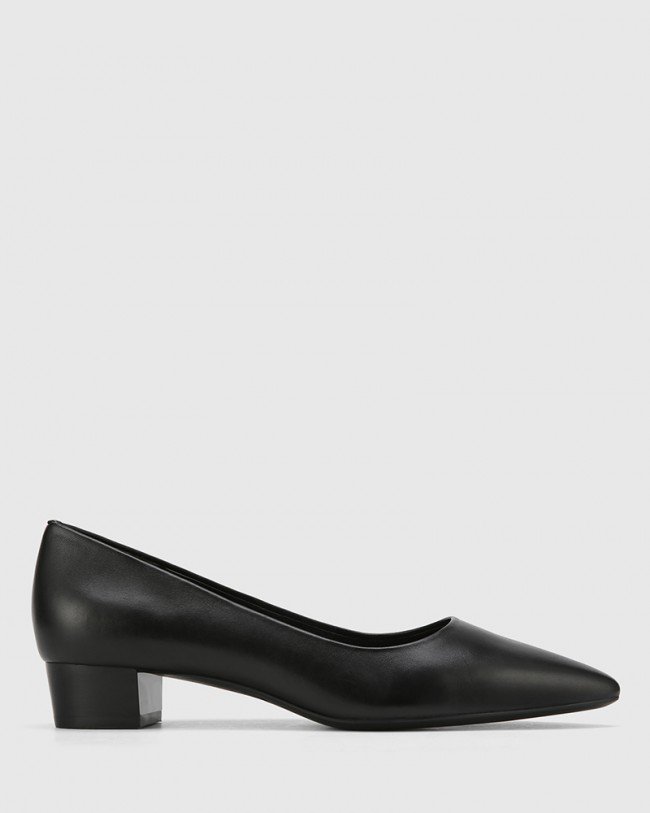 Wittner Armin Black Leather Pointed Toe Block Heel