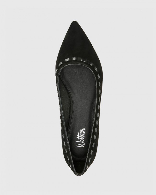 Wittner Mallory Black Suede Leather Pointed Toe Loafer