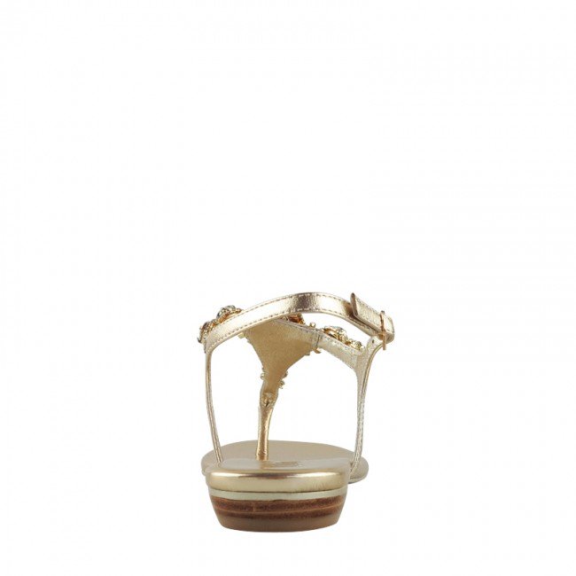 Wittner Sparkling Gold Leather Embellished Flat Sandal