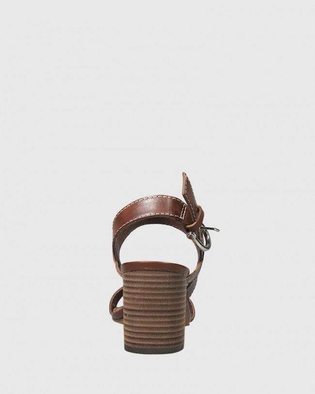 Wittner Neela Dark Brown Leather Contrast Stitch Sandal