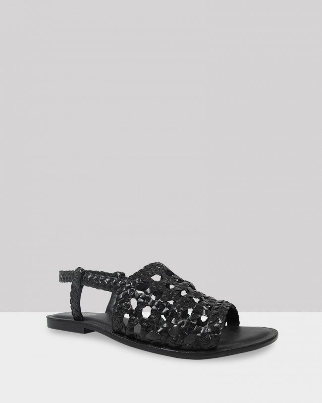 Wittner Izar Black Weave Flat Sandal