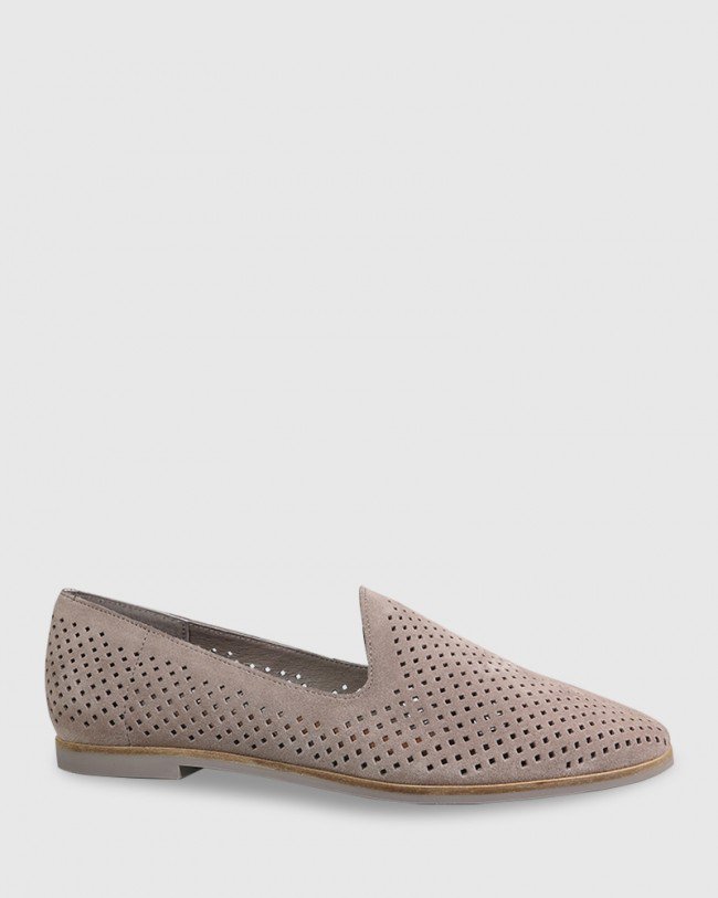 Wittner Alvaro Stone Suede Perforated Pointed Toe Loafer