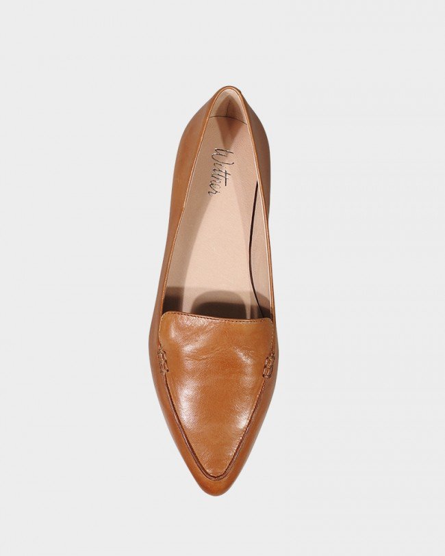 Wittner Packham Tan Leather Pointed Toe Flat