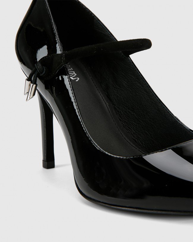Wittner Hanner Black Patent & Suede Leather Stiletto Heel