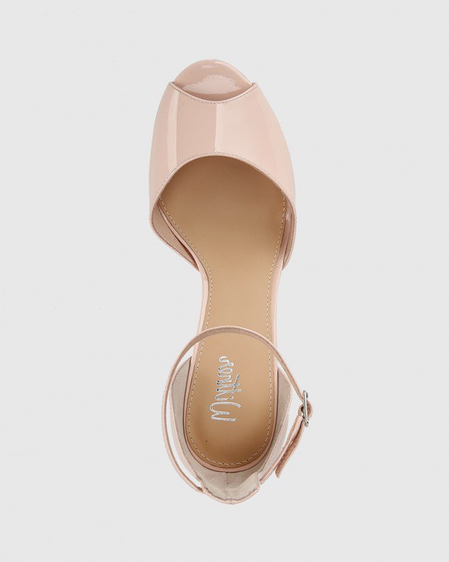 Wittner Inka Powder Pink Patent Leather Stiletto Heel Sandal