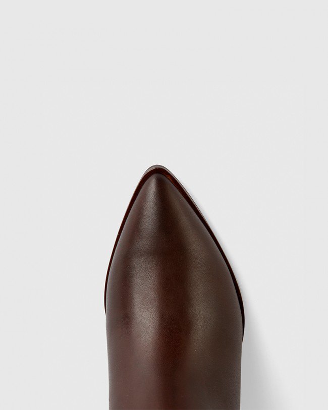 Wittner Pearce Chocolate Leather Block Heel Ankle Boot