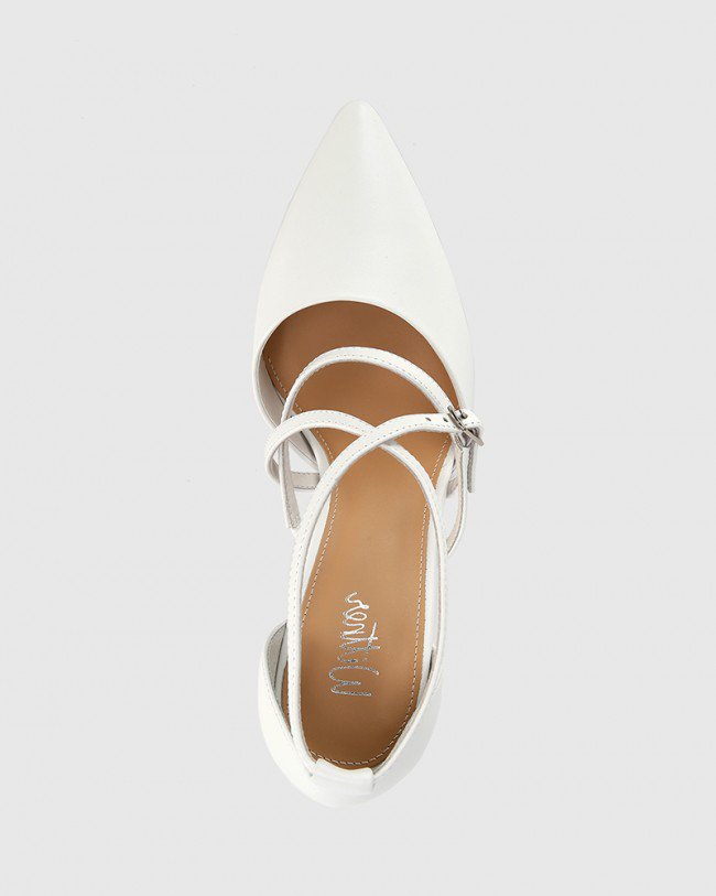 Wittner Hanisha White Leather Point Toe Stiletto Heel