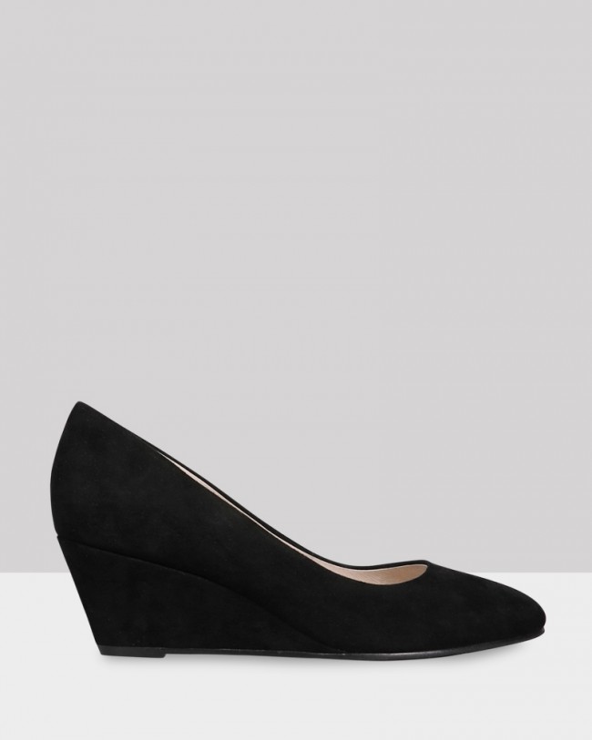 Wittner Morris Black Suede Round Toe Wedge