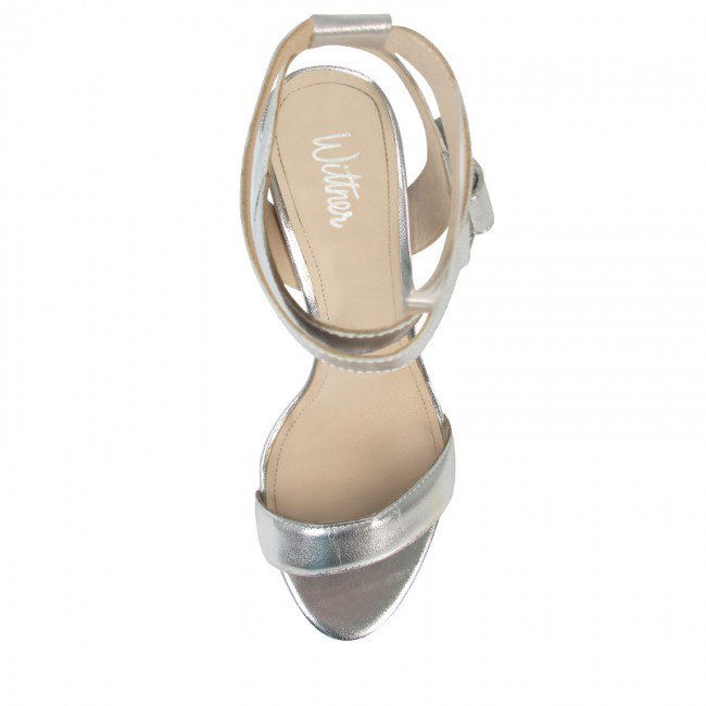 Wittner Ralexx Silver Leather Open Toe Block Heel