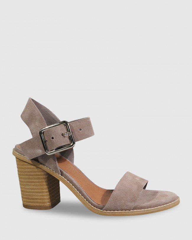 Wittner Fantine Stone Suede Block Heel Sandal