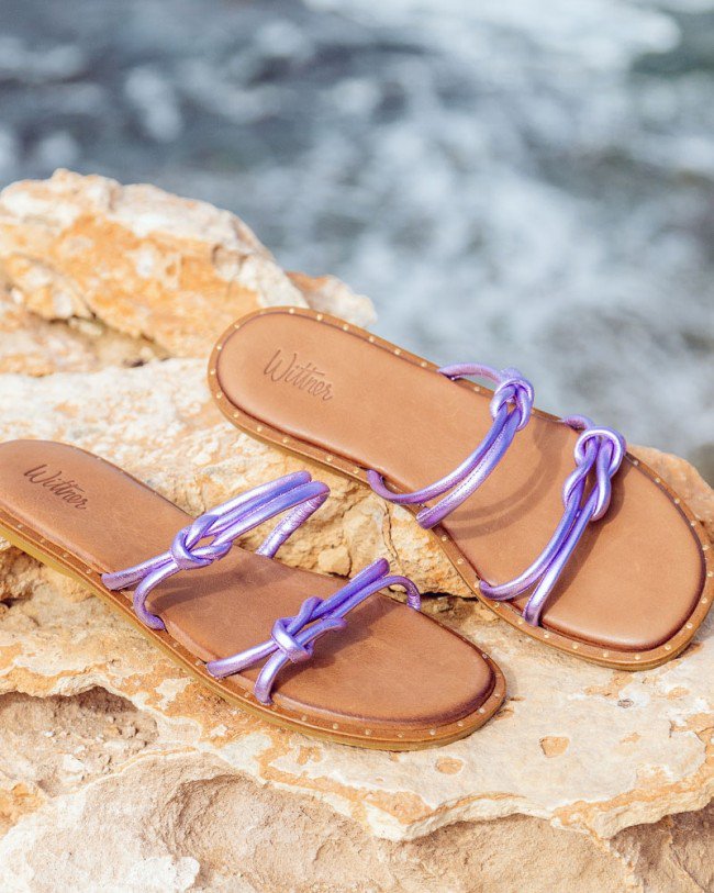 Wittner Kendrick Metallic Lilac Leather Flat Slide