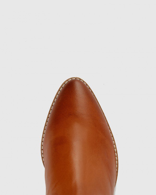 Wittner Kaelan Brandy Leather Block Heel Ankle Boot