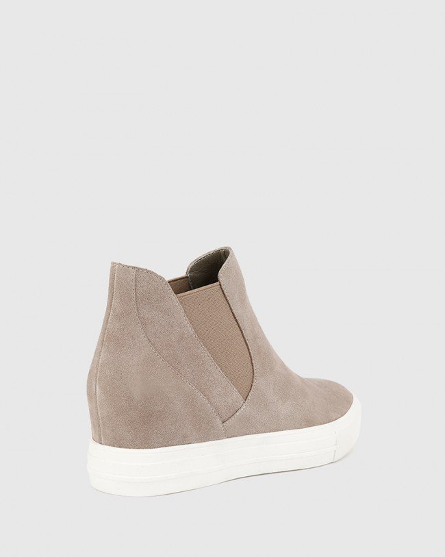 Wittner Sanders Stone Suede Slip On Wedge Sneaker