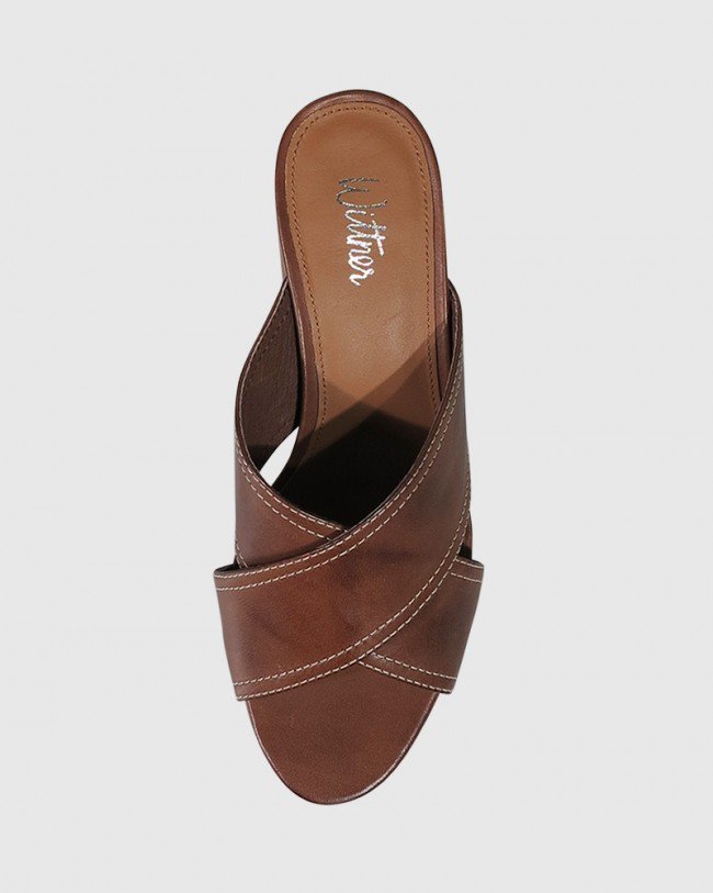 Wittner Nolan Dark Brown Leather Block Heel Mule