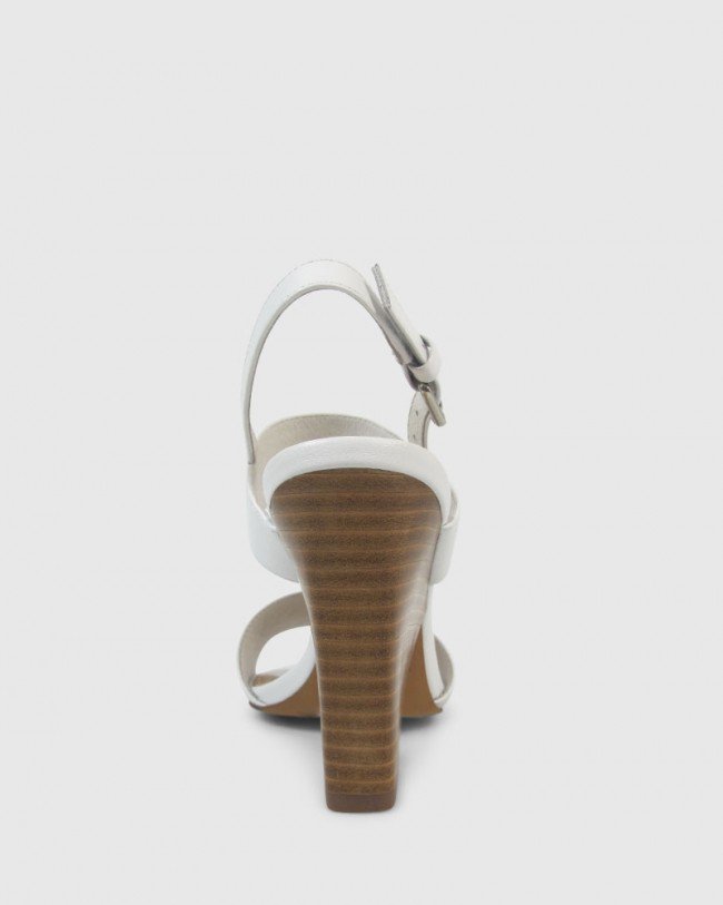 Wittner Robena White Leather Cone Heel Sandal