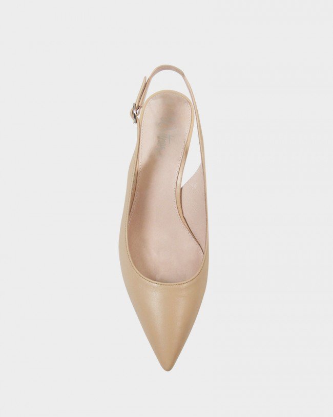 Wittner Nancie Honey Leather Pointed Toe Slingback Mid Heel