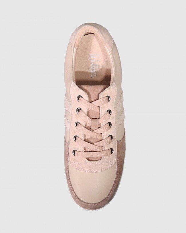 Wittner Dannetta Mauve Suede & Pink Leather Lace Up Sneaker