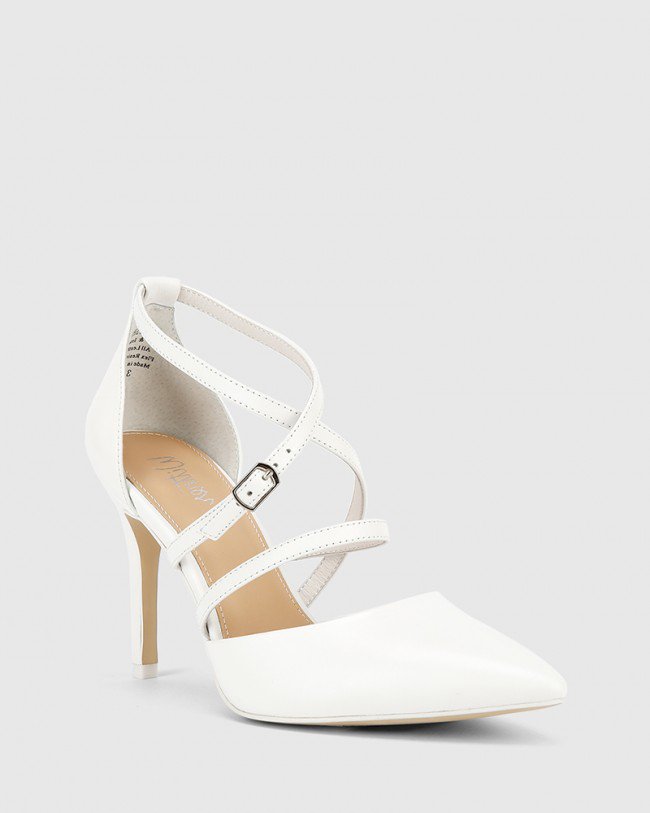 Wittner Hanisha White Leather Point Toe Stiletto Heel