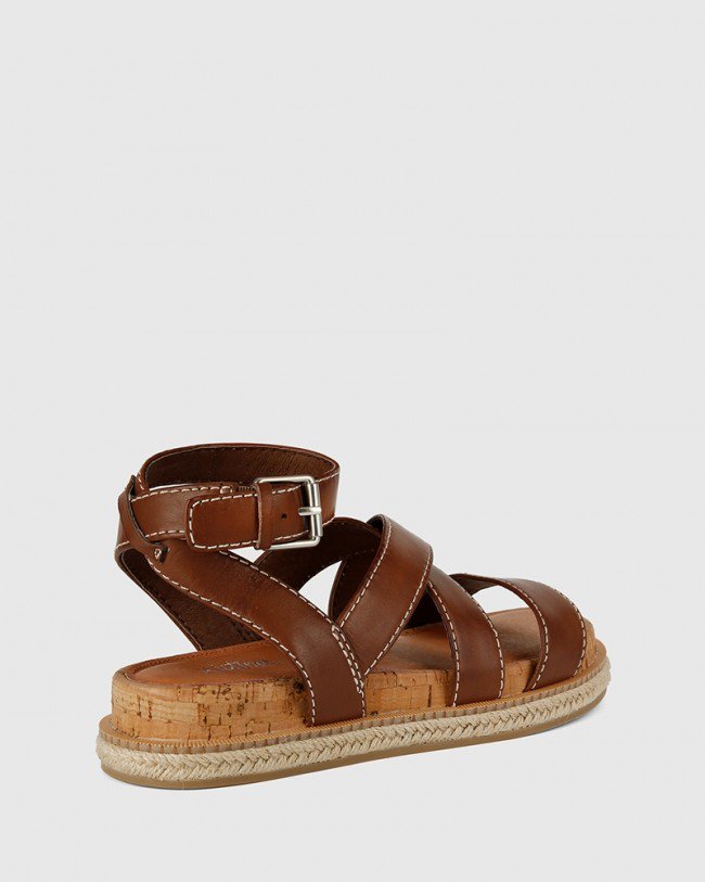 Wittner Cierra Dark Brown Leather Flat Sandal