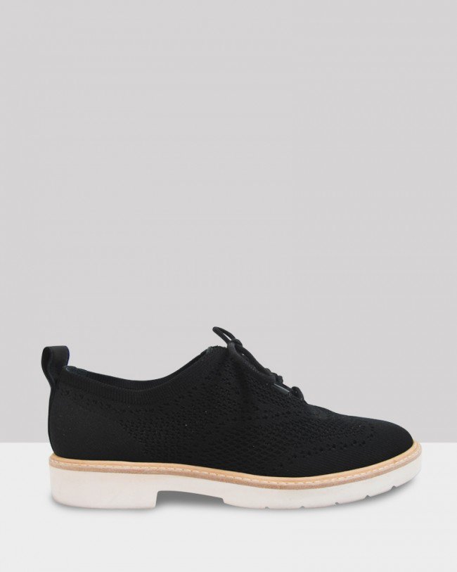 Wittner Dali Black Knit Lace Up Brogue