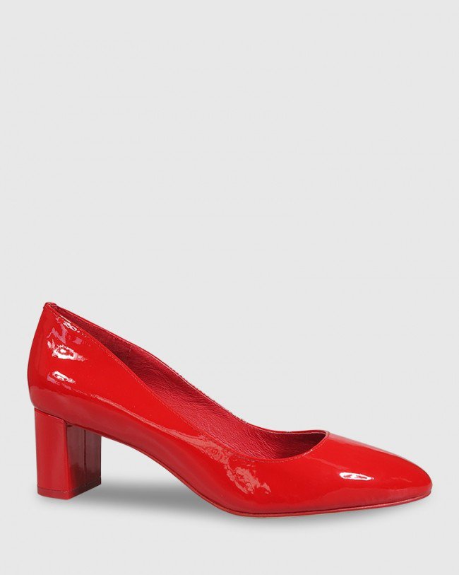 Wittner Monte Red Patent Round Toe Block Heel