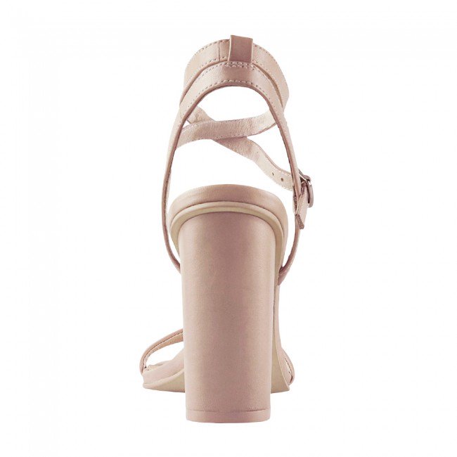 Wittner Raven Nude Leather Open Toe Block Heel