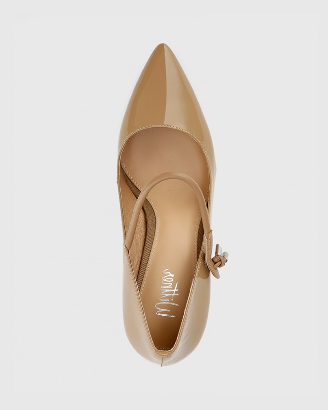 Wittner Hanner Taupe Patent &  Leather Stiletto Heel