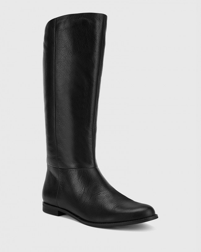 Wittner Bindigo Black Scotch Leather Pull On Long Boot