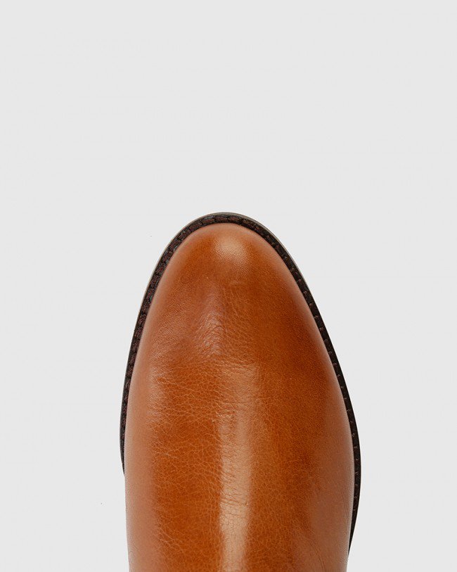 Wittner Bindigo Dark Cognac Leather Pull On Long Boot