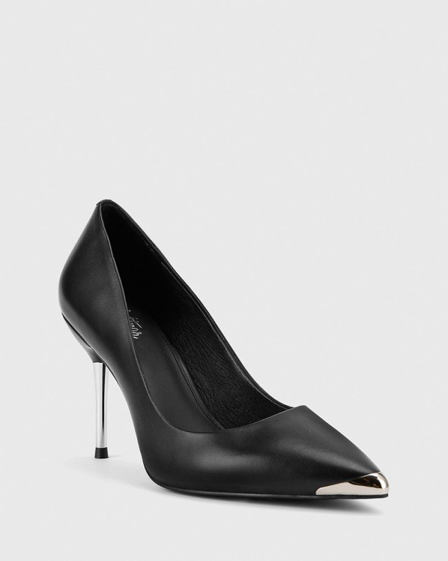 Wittner Hayes Black Leather Pointed Toe Stiletto Heel