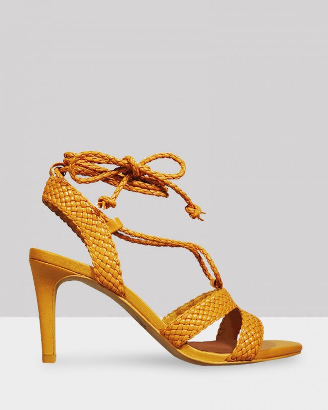 Wittner Ibitha Goldfish Yellow Weave Stiletto Heel Sandal