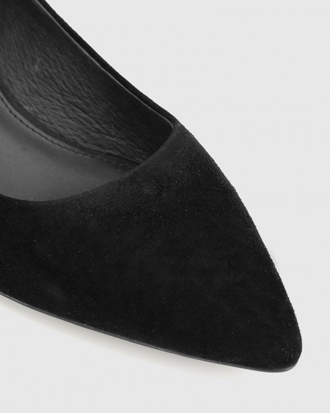 Wittner Armin Black Suede Pointed Toe Block Heel