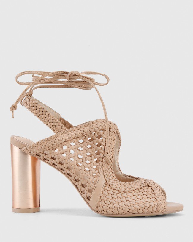 Wittner Rosy Nude Weave Block Heel Sandal