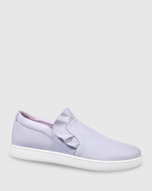Wittner Anner Lilac Leather Ruffle Detail Sneaker