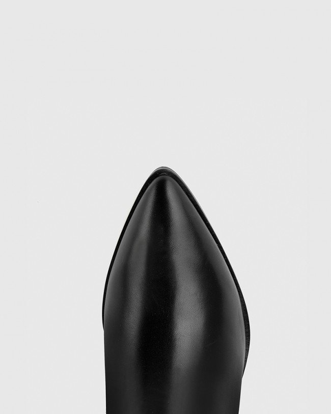 Wittner Pearce Black Leather Block Heel Ankle Boot